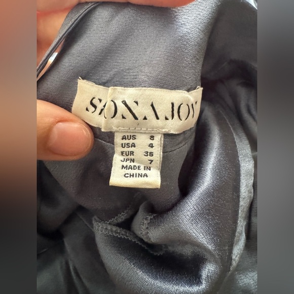 Shona Joy La Lune Asymmetrical Bias Cowl Midi Dress in Blue Smoke size 4 - Picture 14 of 15